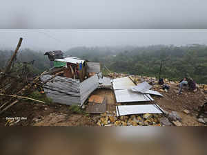 **EDS: WITH STORY** East Khasi Hills: A house damaged by cyclonic storm and hail...