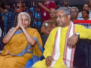 Ranchi: Union Finance Minister Nirmala Sitharaman with Jharkhand BJP President B...