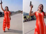 Woman Youtuber films video with gun in hand. Uttar Pradesh Police reacts