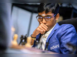 Toronto: Indian GM R Praggnanandhaa during his round 9 match against compatriot ...