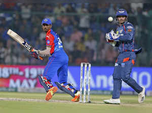 New Delhi, May 14 (ANI): Delhi Capitals' Abhishek Porel and Lucknow Super Giants...