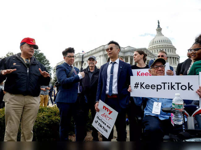 FILE PHOTO: TikTok creators speak out in support of TikTok at the United States Capitol in Washington