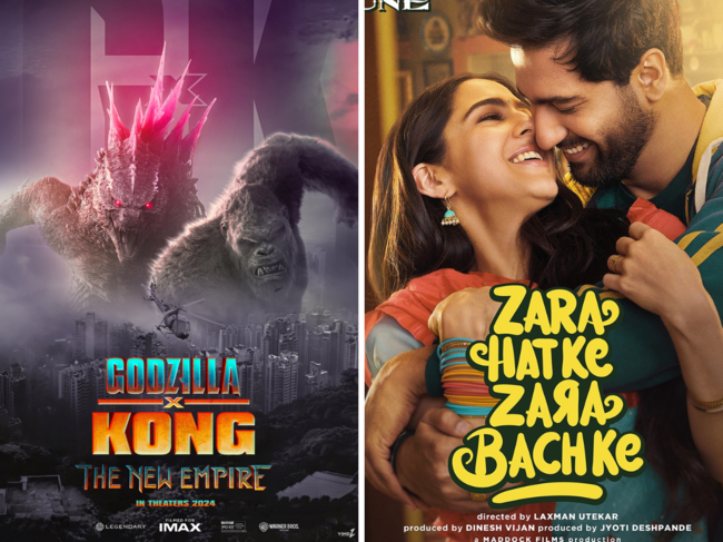 'Godzilla x Kong: The New Empire' and 'Zara Hatke Zara Bachke' posters