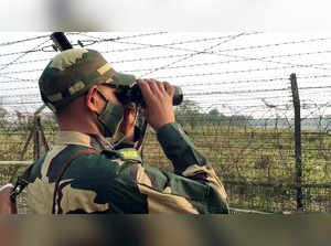 New Delhi, Jan 29 (ANI): A Border Security Force (BSF) personnel looks through t...