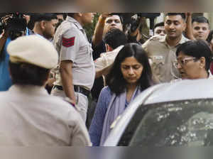 New Delhi: Aam Aadmi Party (AAP) Rajya Sabha MP Swati Maliwal arrives at Delhi C...