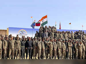 Pokhran: Indian military personnel during the Exercise Bharat Shakti, in Pokhran...