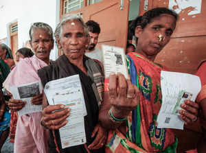 Ganjam, May 13 (ANI): Voters wait to cast a vote for the Odisha Assembly Electio...