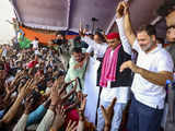 Uttar Pradesh Lok Sabha Polls: Rahul Gandhi and Akhilesh Yadav return without giving speech in Phulpur as crowd turns unruly