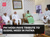Bihar: PM Narendra Modi pays tribute to Sushil Kumar Modi at his residence in Patna