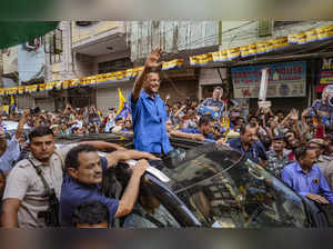 New Delhi: Delhi Chief Minister and AAP Supremo Arvind Kejriwal during a roadsho...