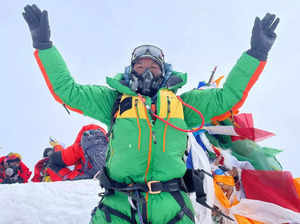 Kami Rita Sherpa is pictured on the summit of Mount Everest during his 28th summit in Everest.