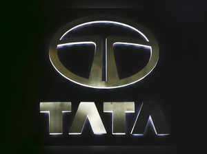 The logo of Tata Motors is pictured at at the 37th Bangkok International Motor Show in Bangkok