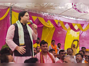 Sultanpur: BJP leader Varun Gandhi addresses a rally in support of his mother an...