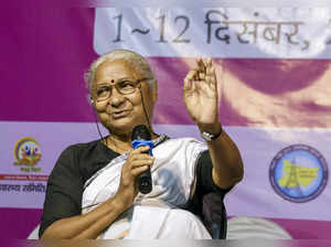 Patna: Social activist Medha Patkar speaks at a session during Patna Book Fair, ...