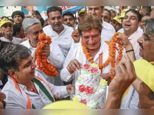 Gurugram: Congress candidate from Gurugram constituency Raj Babbar during a road...
