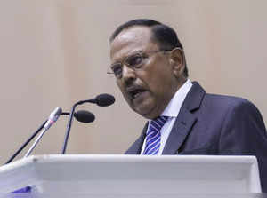 New Delhi: National Security Advisor (NSA) Ajit Doval addresses the gathering du...