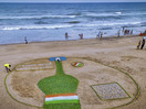 Sand artist Sudarsan Pattnaik creates sculpture with 500-kg mangoes to create awareness on voting