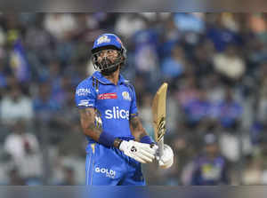 Mumbai: Mumbai Indians batter Hardik Pandya reacts after his dismissal during th...
