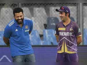 Mumbai: Mumbai Indians player Rohit Sharma with Kolkata Knight Riders mentor Gau...