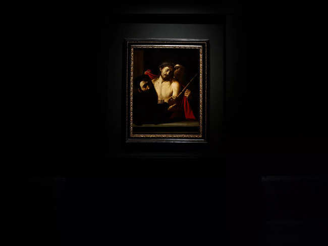 The painting "Ecce Homo" (Behold the Man) by Italian artist Caravaggio is displayed during a media presentation at Prado Museum in Madrid