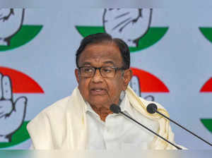 New Delhi: Congress leader P Chidambaram addresses a press conference at AICC he...