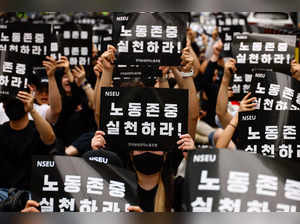 The National Samsung Electronics Union (NSEU) hold a rare protest for fair treatment, in Seoul