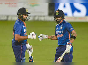 Kolkata: Indian batters Virat Kohli and Rohit Sharma plays during 2nd T20 cricke...