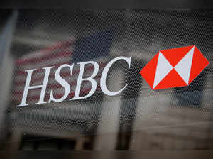 FILE PHOTO: HSBC logo is seen on a branch bank in the financial district in New York