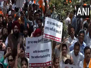 "AAP MLAs involved with tanker mafias.." BJP workers stage protest against AAP over water crisis in Delhi