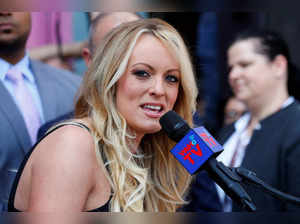 FILE PHOTO: Stormy Daniels speaks during a ceremony in her honor in West Hollywood, California