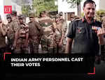 LS Elections 2024 Phase 7: Indian Army personnel stand in a queue as they await their turn to cast their votes