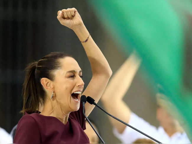 FILE PHOTO: Presidential candidate of the ruling MORENA party Claudia Sheinbaum attends a campaign rally in Mexico City
