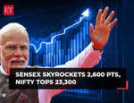 Modi wave sweeps D-Street; Sensex skyrockets 2,600 pts, Nifty tops 23,300
