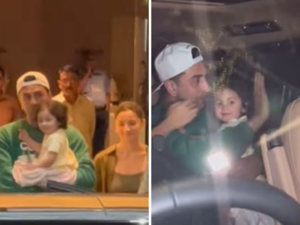 Watch Ranbir Kapoor getting adorable kisses from baby Raha as they return to Mumbai with Alia Bhatt: Viral Video