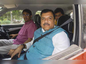 New Delhi: Aam Aadmi Party (AAP) leaders Sanjay Singh and Saurabh Bhardwaj with ...