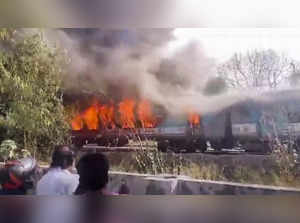 **EDS: VIDEO GRAB VIA SOCIAL MEDIA** New Delhi: Smoke and flames billow out afte...