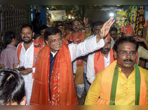 Varanasi: Union Minister Piyush Goyal a public relation event, in Varanasi. (PTI...