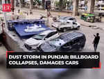 Powerful dust storm disrupts life in Punjab; cars damaged as billboard collapses