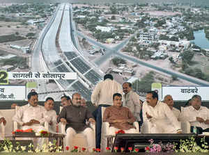 Sangli:  Union Road Transport Minister Nitin Gadkari with NCP leader Jayant Pati...