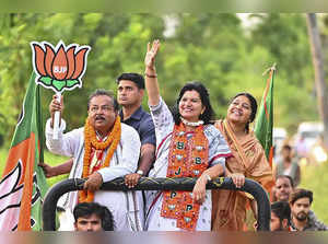 Bhubaneswar: BJP Lok Sabha candidate from Bhubaneswar Aparajita Sarangi during a...
