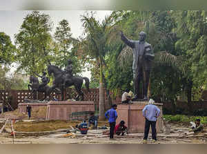Statues of BR Ambedkar and others during re...