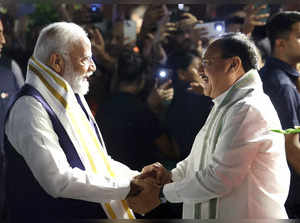 New Delhi, June 04 (ANI): Prime Minister Narendra Modi and BJP National Presiden...