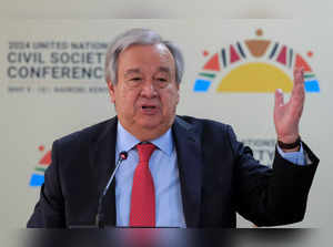 United Nations Secretary-General Antonio Guterres addresses a press conference in Gigiri