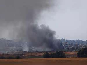 Smoke rises from Gaza, amid the ongoing conflict between Israel and Hamas, as seen from Israel