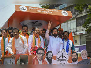 Navi Mumbai: Maharashtra CM Eknath Shinde, BJP MLA from Airoli Ganesh Naik and E...