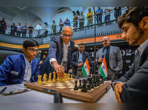Toronto: Indian GM Vidit Gujrathi and compatriot GM R Praggnanandhaa during thei...