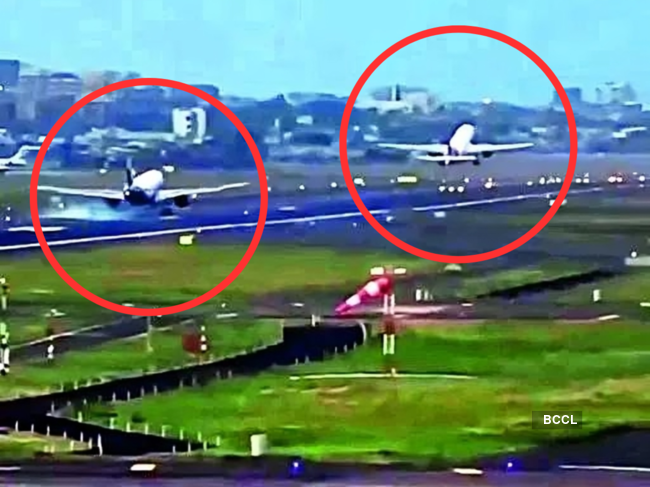 A close call occurred at Mumbai Airport on Saturday when two planes breached the safety margin on the runway.