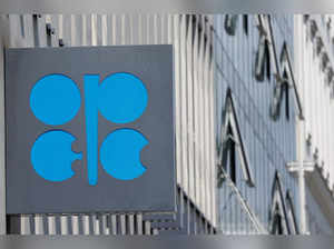 A view shows the logo of the Organization of the Petroleum Exporting Countries (OPEC) outside its headquarters in Vienna