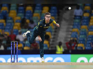Australia's Adam Zampa bowls during the men's T20 World Cup cricket match betwee...