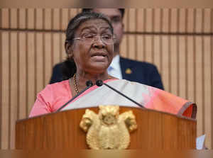Mumbai: President Droupadi Murmu addresses during the launch of the first indige...